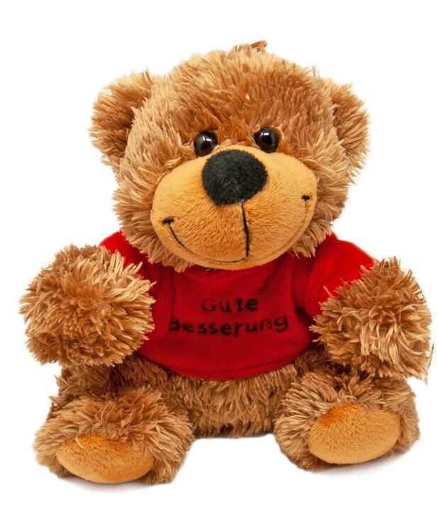 Gute Besserung sitzender Bär mit rotem Hemd, ca. 17 cm, 1 Stück Teddybear , Kuscheltiere, Landahl Gute Besserung sitzender Bär mit rotem Hemd, ca. 17 cm, 1 Stück Teddybear , Kuscheltiere, Landahl