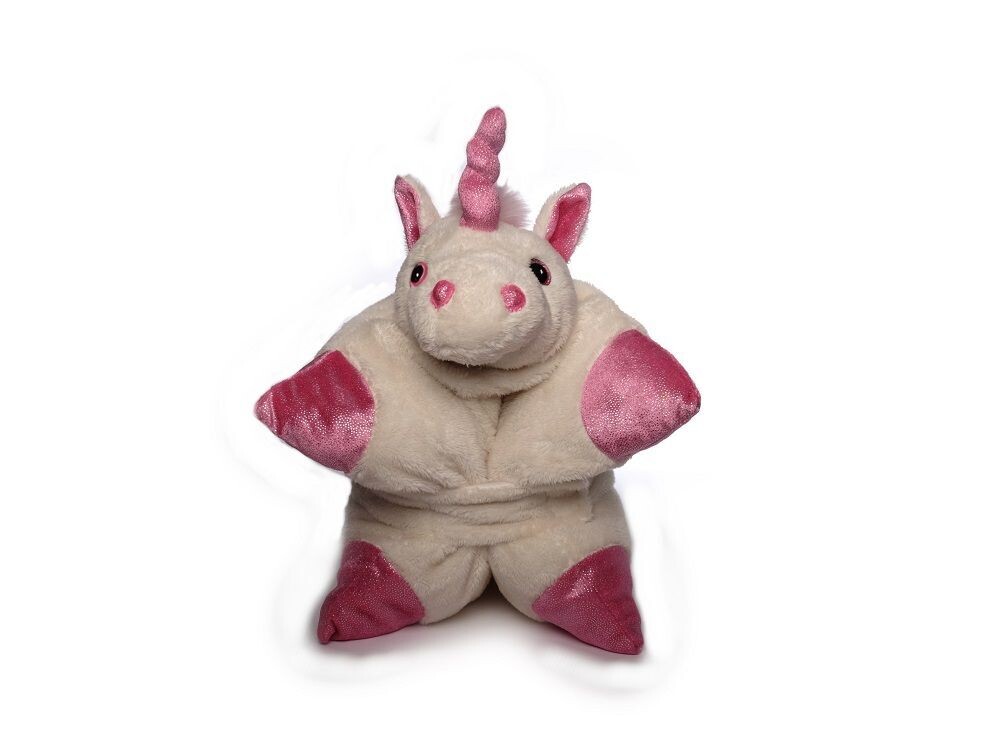 Kuschelkissen  Einhorn, 2 in 1 Klettkissen und Kissen- Kuscheltier, Schmusekissen, Stofftier ,Plüsch-Kinderkissen Plüschtier- Faltkissen , 1 Stück