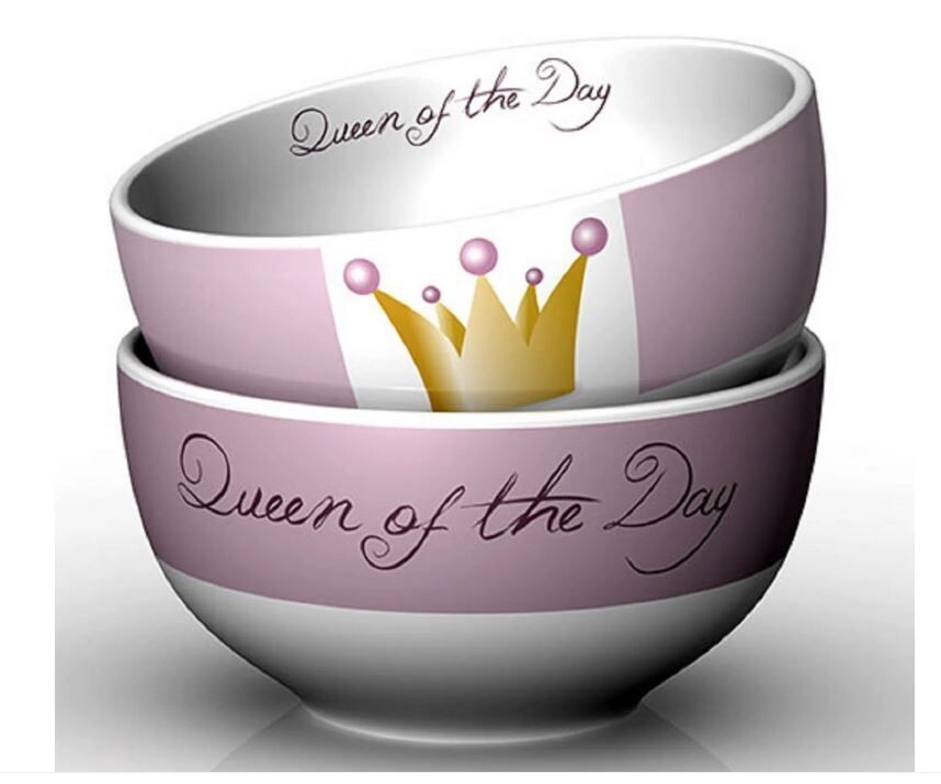 Schale Müslischale mit Aufschrift -Queen of the Day -  ca. 13x9cm - Porzellan La Vida verpackt im Geschenkkarton