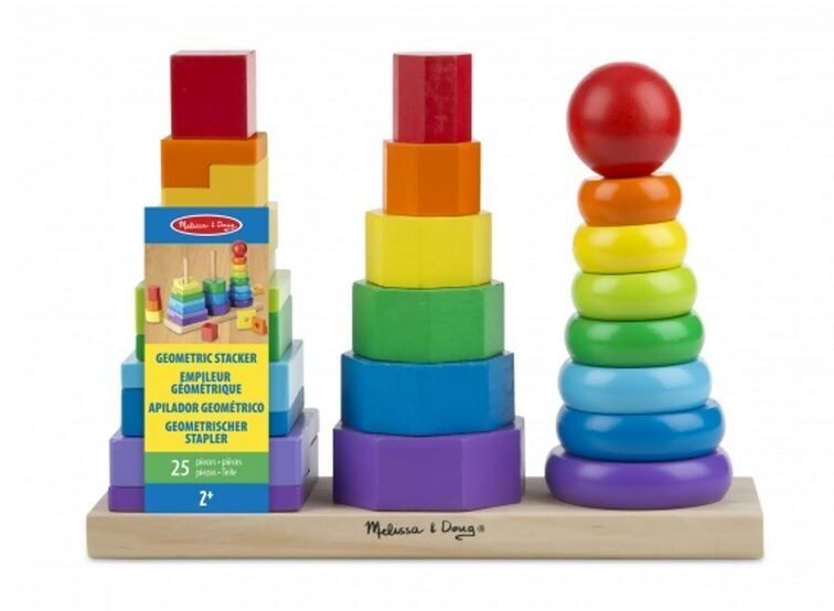 Geometrischer Stapler Holz Motorikspielzeug - Holzspielzeug mit Formen - Bunt Stapler - Geometric Stacker - Motorik und Lernspielzeug Melissa and  Doug