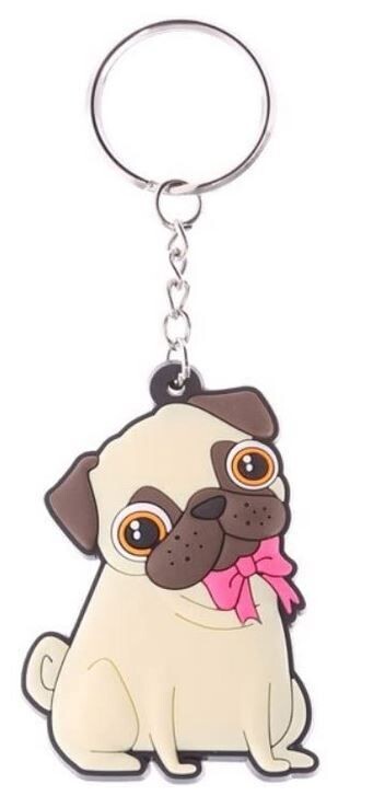 Hund anhänger - Schlüsselanhänger, Mops-Design, Gesamtlänge 11 cm; Höhe 6 cm, Breite 4 cm, Tiefe 0,5 cm
