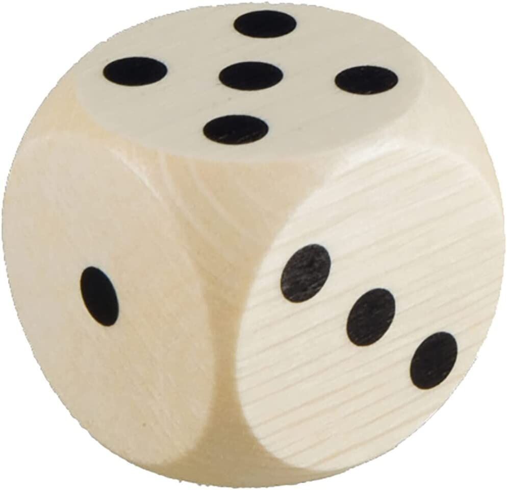 Würfel Natur aus Holz Hainbuche   ca. 4 cm  - Spielwürfel Holzwürfel für Brettspiele mit  abgerundete Ecken -  Zubehör Würfelspiele - Bastelartikel  - Dekoration , 1 Stück Augenwürfel - Augenzahlen