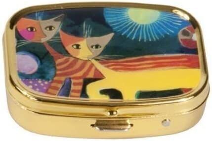 Pillendose  Fridolin Rosina Wachtmeister Pillendöschen Metall  -Katzen mit Sonne - 1 Stück