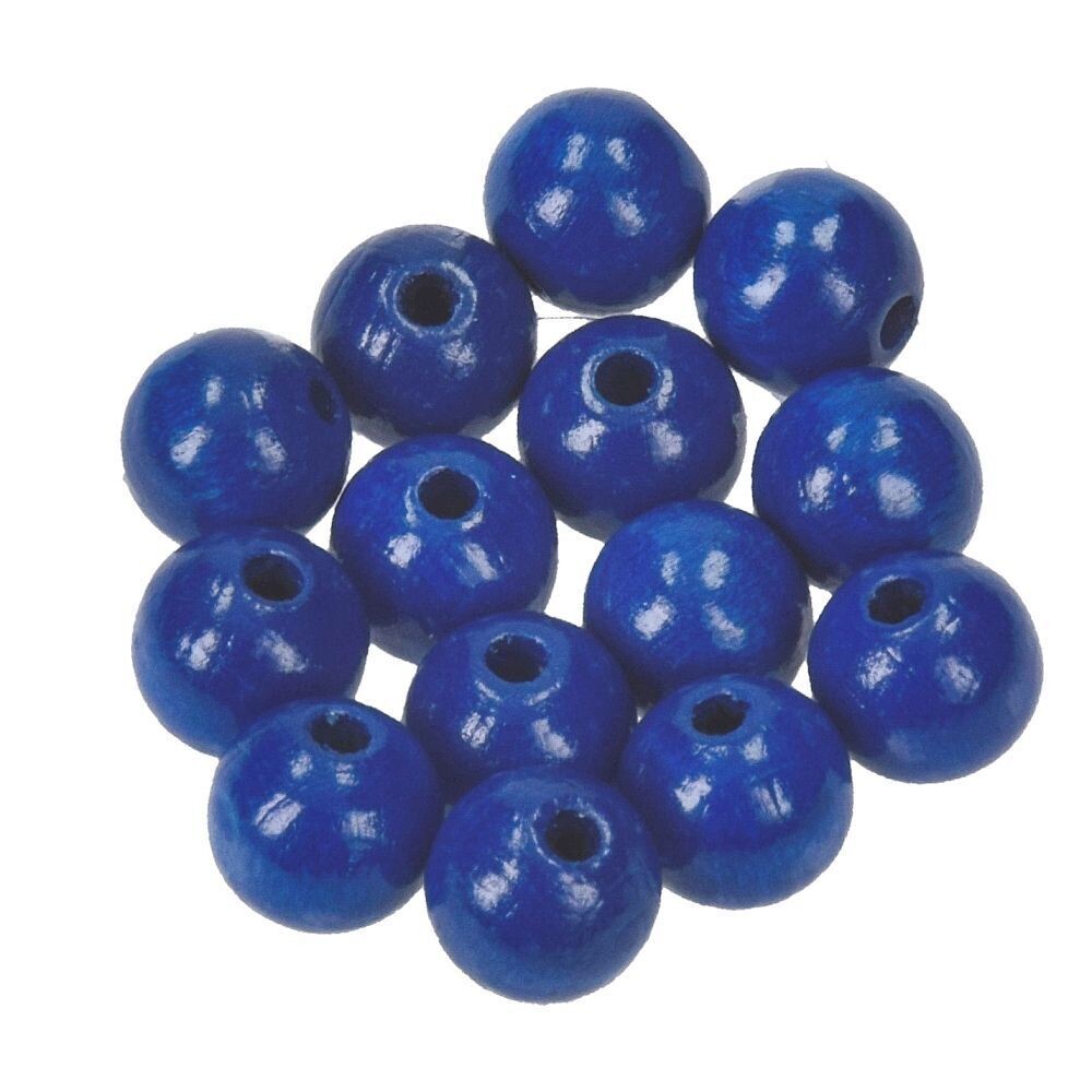 Holzperlen blau ca. 12 mm, Bohr ø 3,0 mm - 1 Packung (enthält 30 Stk) Holz - Holzperlen lackiert - Bastelartikel Efco