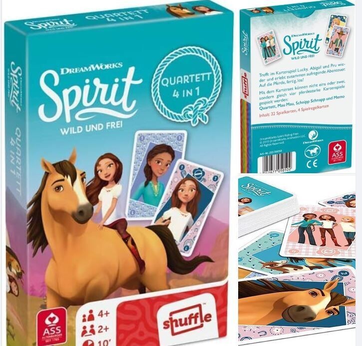Spirit Quartett 4 in 1  Kartenspiel  - Wild und Frei Spiel