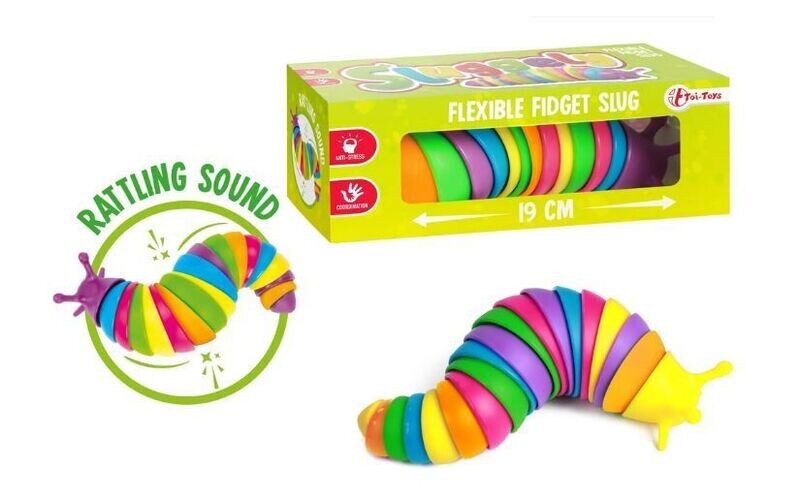 Fidget Slug Spielzeug, Raupe 19 cm - Sluggely - Schneckenraupe - Regenbogen Farbe- Mitgebsel - Lustiges Geschenk Fidget Slug Spielzeug, Raupe 19 cm - Sluggely - Schneckenraupe - Regenbogen Farbe- Mitgebsel - Lustiges Geschenk