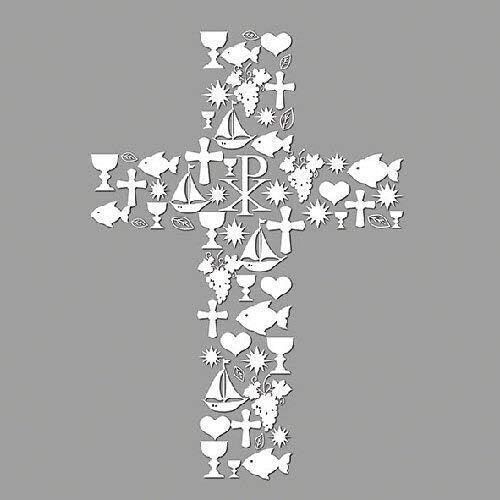20 Servietten Kreuz, silber ca. 33x33 cm, 3-lagig - Ambiente Kommunion