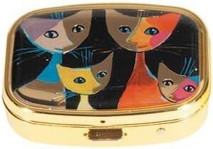Pillendöschen  Rosina Wachtmeister - 4 Katzen"aus Metall, bunt, ca 5.1x3.6x1.8 cm - Dose Pillen Katze Fridolin