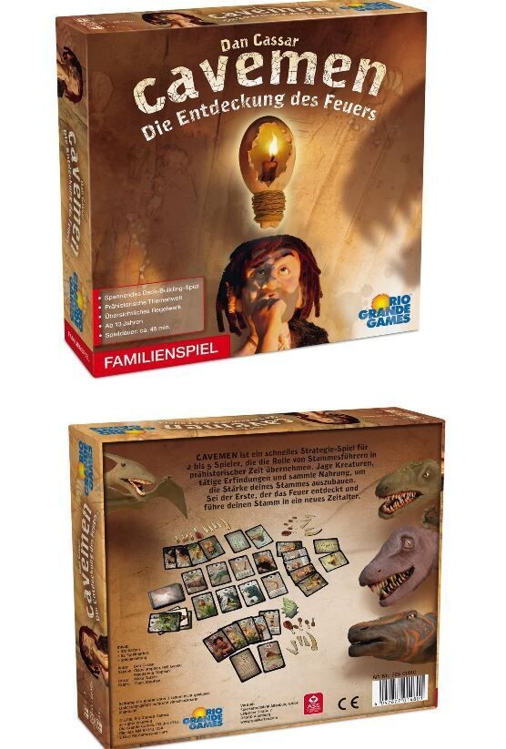 Rio Grande Games 1480 - Cavemen Spiel - Die Entdeckung des Feuers , Kartenspiel - Bretspiel , Deutsch