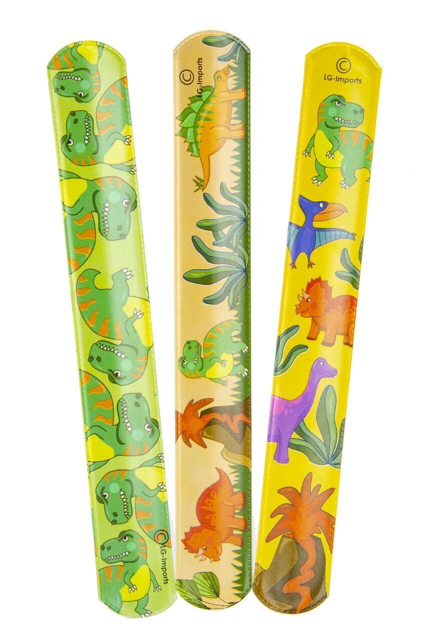 Dinosaurier Schnapparmband  ca. 20 x 3 cm -  Dino magische Klatscharmbänder als  Mitgebsel  - Kindergeburtstag , 12 Stück Armband sortiert, , LG Design