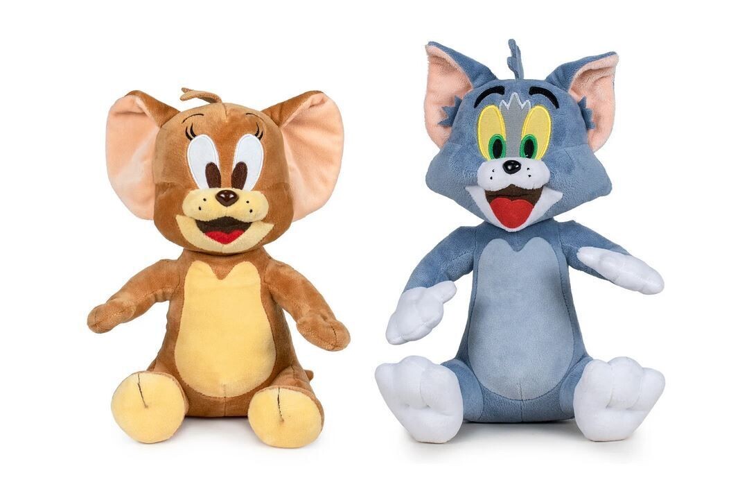 Tom und Jerry 2er Set - Plüsch  Tom & Jerry ca. 28 cm - Jerry-Maus-braun und Tom-Katz-Kater grau Stofftier  - Plüschtier Figuren zum sammeln und spielen