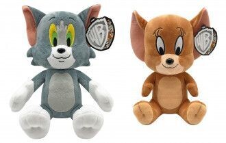 Tom und Jerry ( 2er Set ) ca. 28 cm- großer Kopf - Kater Tom & Jerry Stofftier  Plüsch Jerry-Maus-braun und Tom-Katz-grau - Plüschtier Figuren zum sammeln und spielen