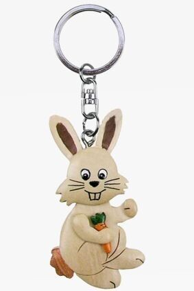 Anhänger Hase -Schlüsselanhänger aus aus echtem Holz - Anhänger , handgefertigten Kaninchen Oster-Tierliche Geschenke Schlüsselring