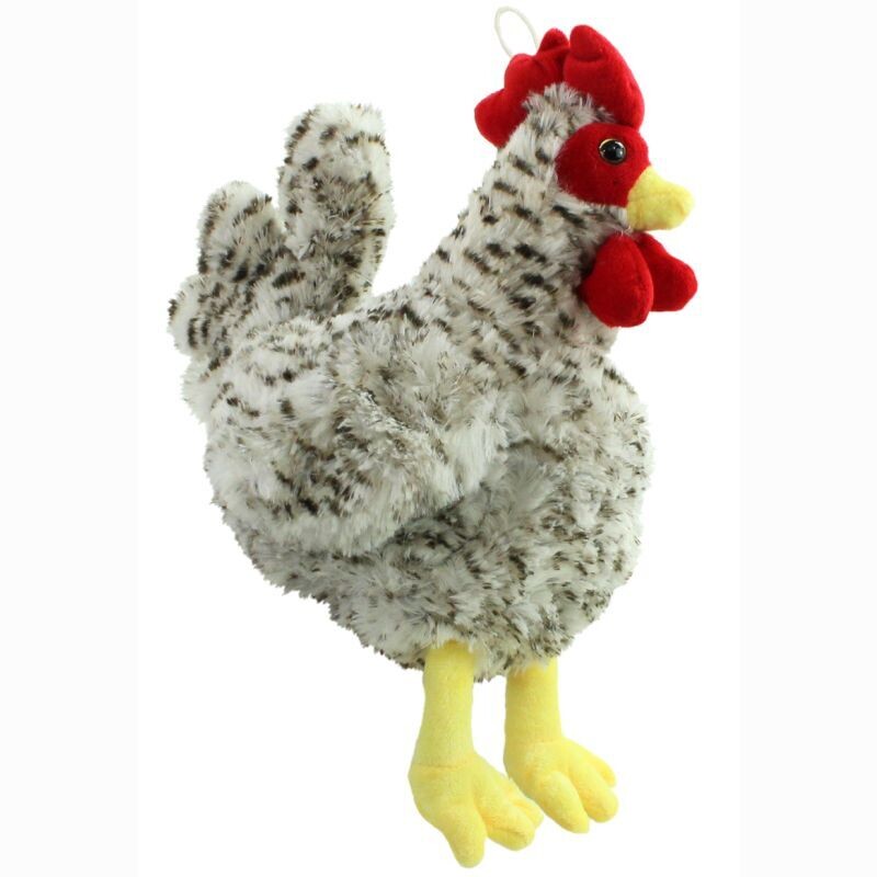 Huhn Stofftier, Bauernhof ca. 28 cm, naturgetreu, Kuscheltier, Gockel Plüschtier,  Hahn -  Plymouth Rock