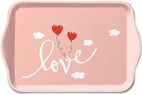 Ambiente Tablett Melamin ca. 13 x 21 cm, Liebesballons Blass Rosen - Love Balloons Pale Rose, Kaffee, Tee und Espresso Service- Tray Ambiente