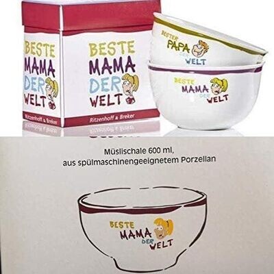 Ritzenhof Porzellan Schale ca. Ø 14 - Beste Mama der Welt Müslischale , Dessertschale, Frühstück, Schüssel Ritzenhof Porzellan Schale ca. Ø 14 - Beste Mama der Welt Müslischale , Dessertschale, Frühstück, Schüssel