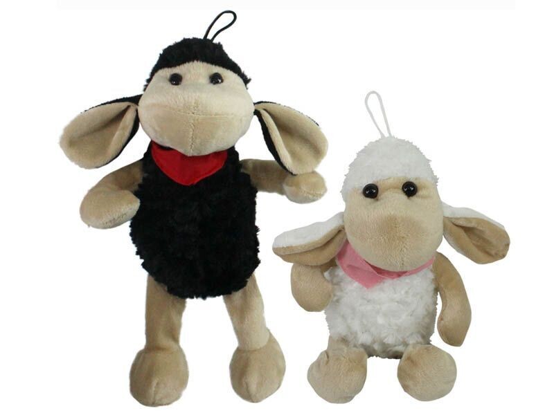 Plüsch Schaf mit Halstuch, beige und schwarz, 30 cm, 2er Set