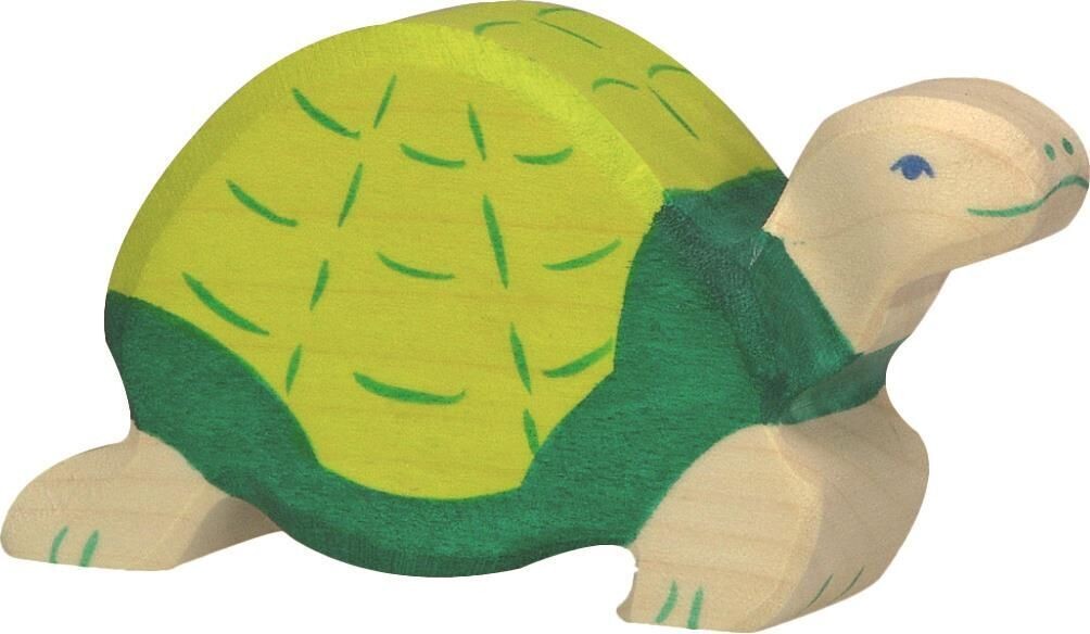 Holztiger - 80176 - Schildkröte, grün, Holz, 9,5cm x 2,3cm x 5cm, 1-Stück