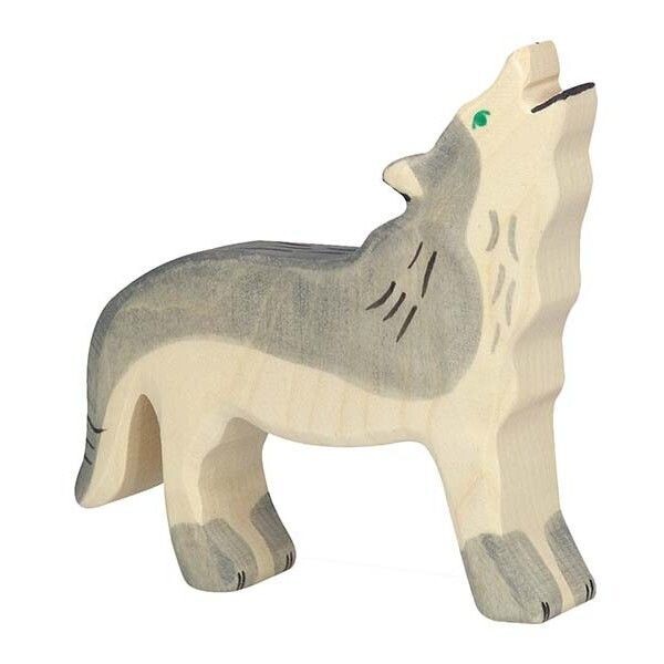 Holztiger 80109 Wolf, heulend, grau, Material: Holz Artikelmaß: 10 x 2,4 x 10 cm