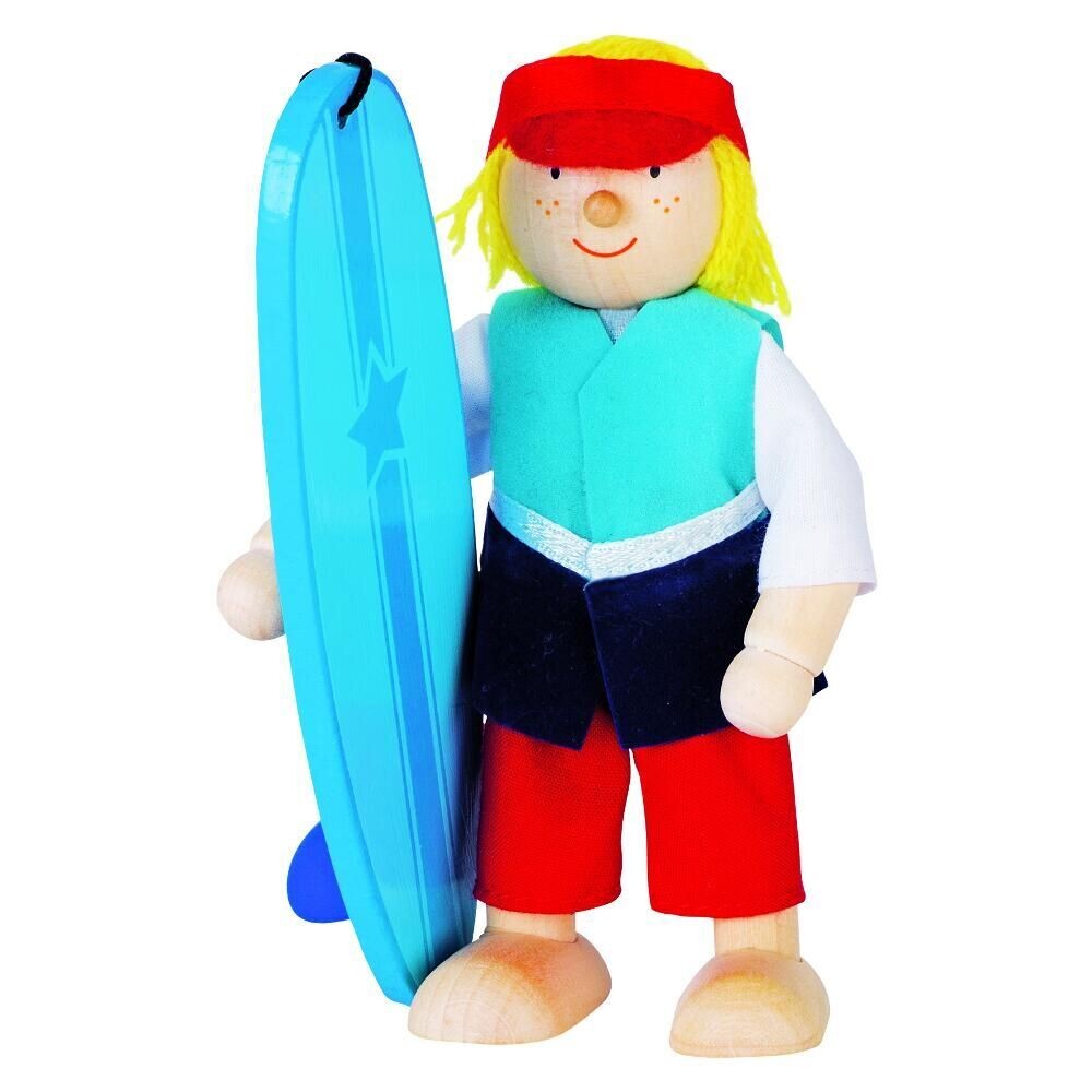 goki 51628 Biegepuppe Surfer , Größe: ca. 9cm, 1 Stück