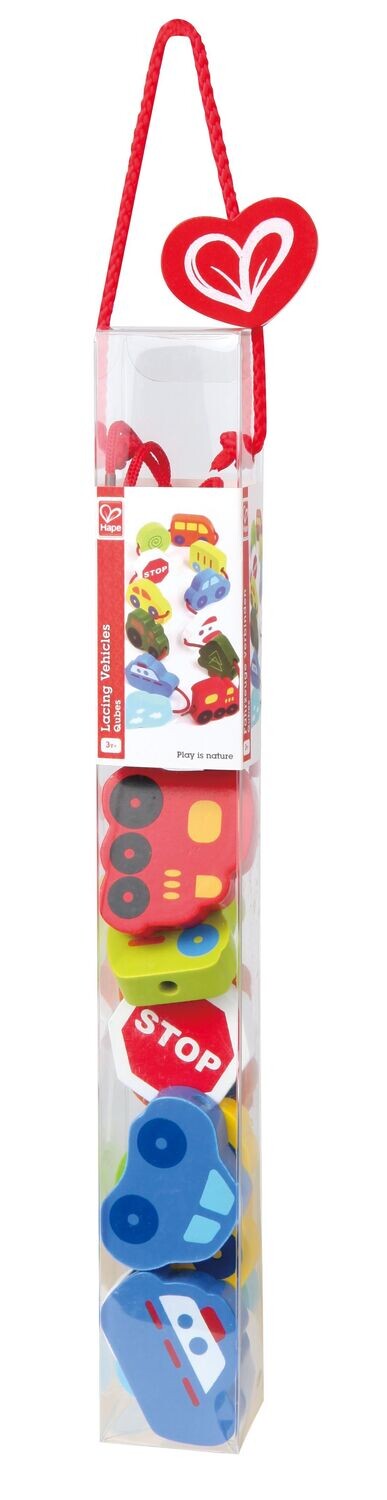Hape E0905 - Bauklötze Fahrzeuge 12-teilig  - verbinden  aus Holz