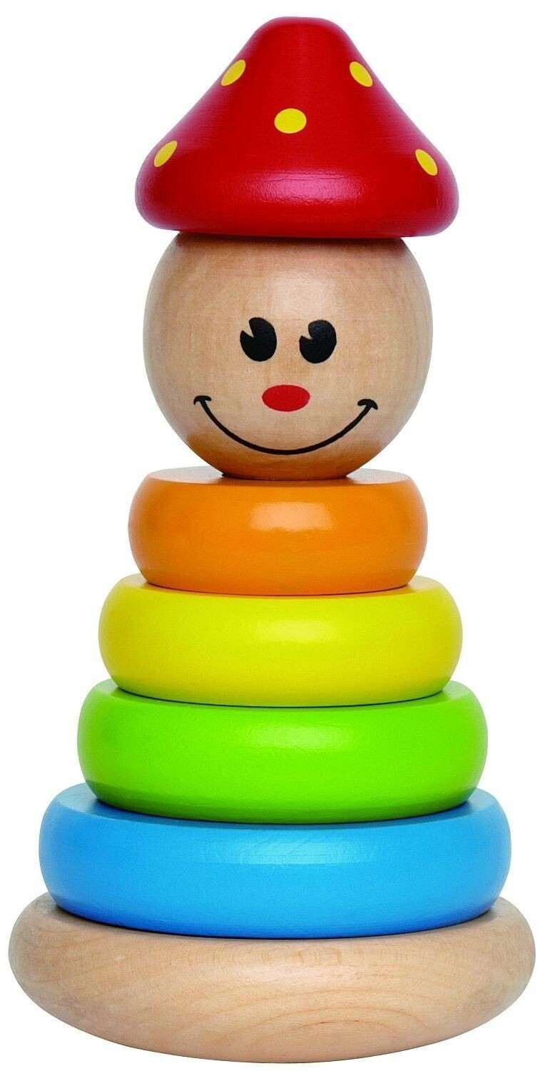 Hape E0400, Clown Stacker, Klown Motorikspiel aus Holz, Stapelspielzeug, Stapel Clown