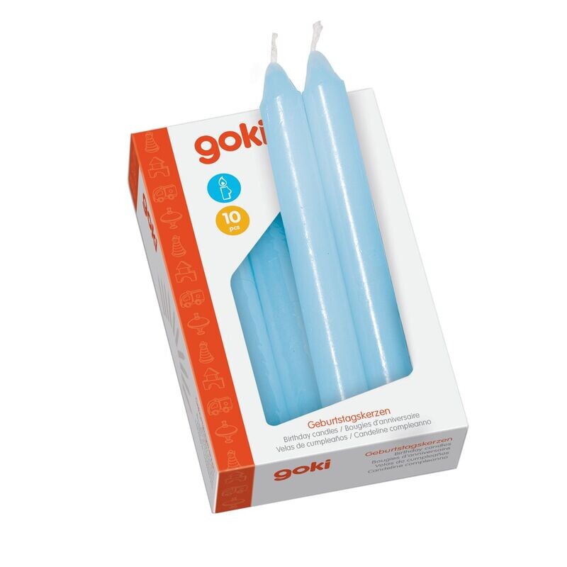 goki 15427 Geburtstagskerzen, 10 cm Ø 1,3 cm, blau (10er Pack)
