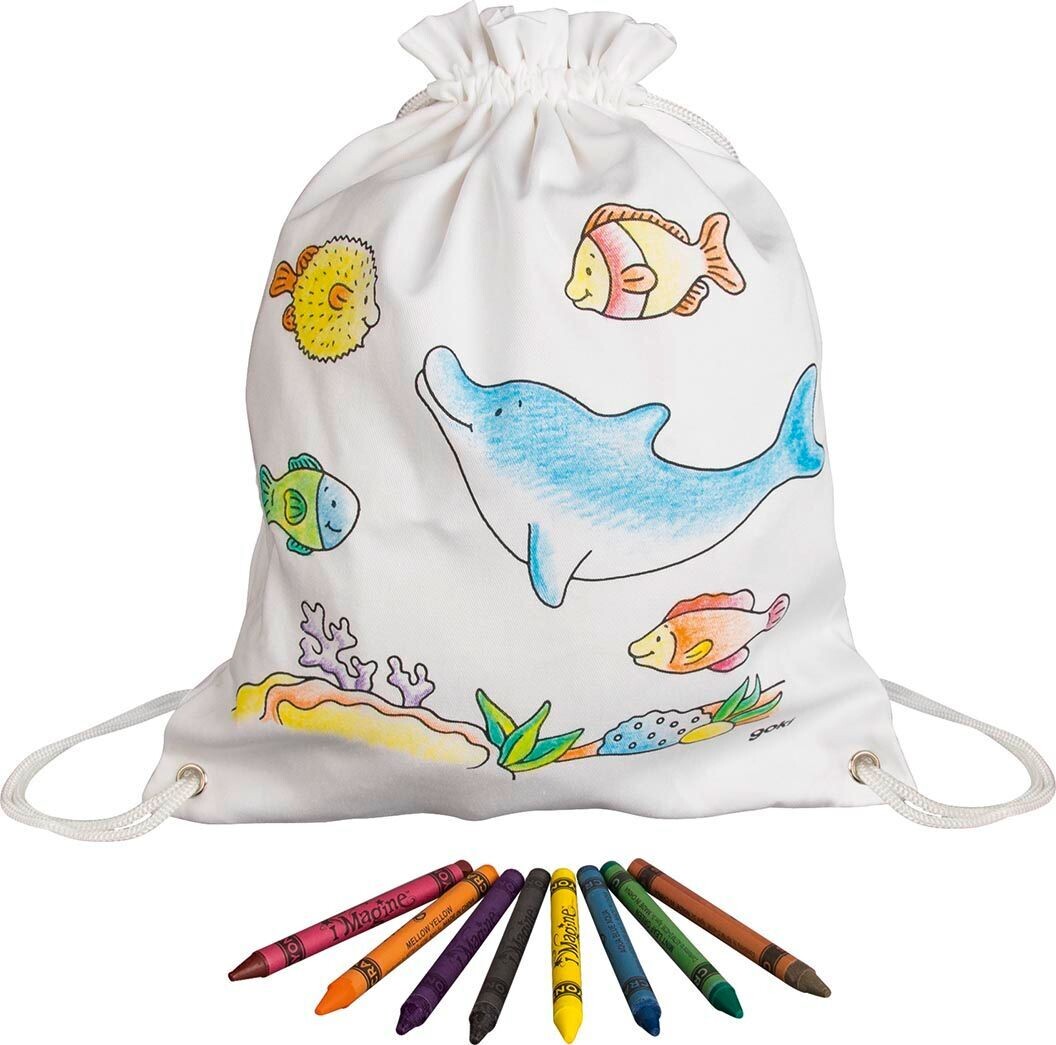 Rucksack Meerestiere - Turnbeutel - Tasche ca. 27,3 x 33 cm, Textil, zum Anmalen,inkl. Stifte