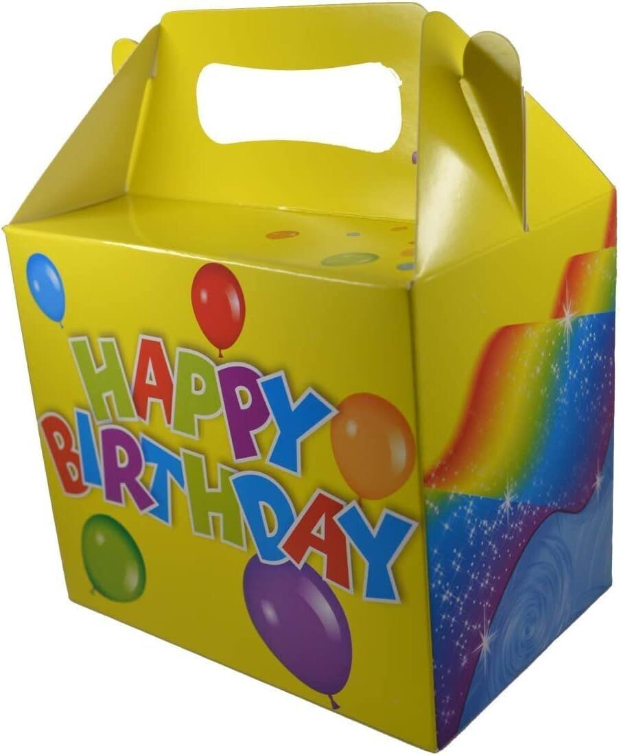 Geschenkboxen Kindergeburtstag Happy Birthday Geschenktaschen Bunt Mitgebselbox Party Deko, 1 stück