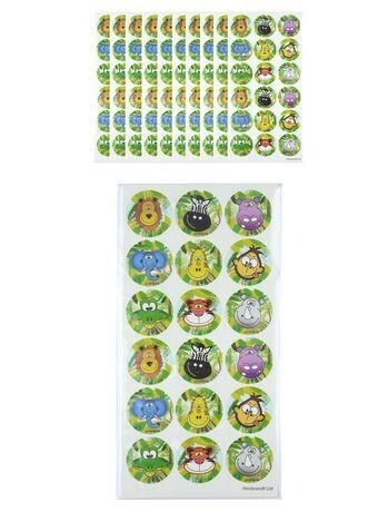 Dschungel-Aufkleber, 180 verschiedene Tier-Zoo-Safari-Aufkleber (2,5 cm), 1 Packung
