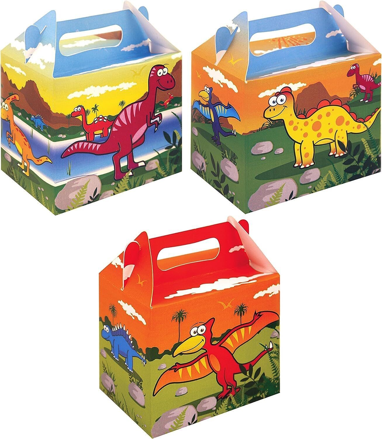 Dino Geburtstags Party Box als Mitgebsel, Dinosaurier Geschenkverpackung- 1 Stück Sortiert