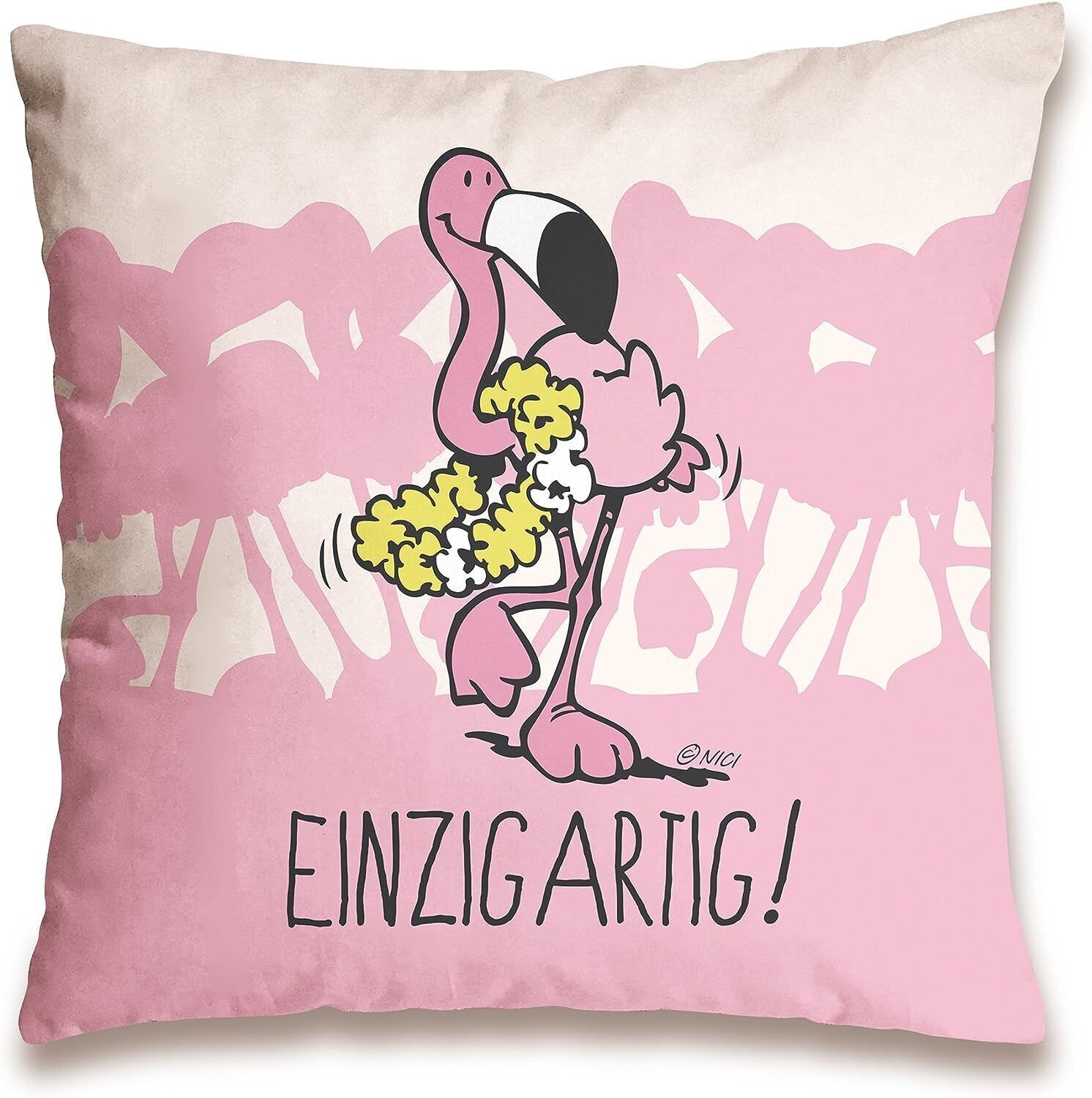 Nici 41940 Kissen Flamingo EINZIGARTIG -  Baumwolle bedruckt 37x37cm - Dekokissen