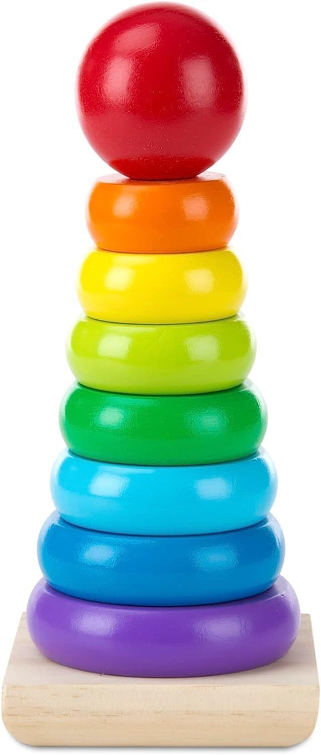 Melissa & Doug Regenbogen Stapler Holzstapelspielzeug Stapelturm Ringe, 8 teilig -  Rainbow Stacker