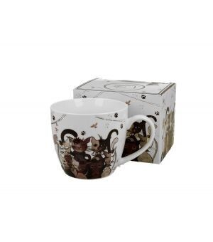 Duo Katze Kollektion CHARMING Cats Family  Katzen Familie Becher Porzellan im Geschenkbox, Becher, Kaffee- und Teebecher, 1 Stück