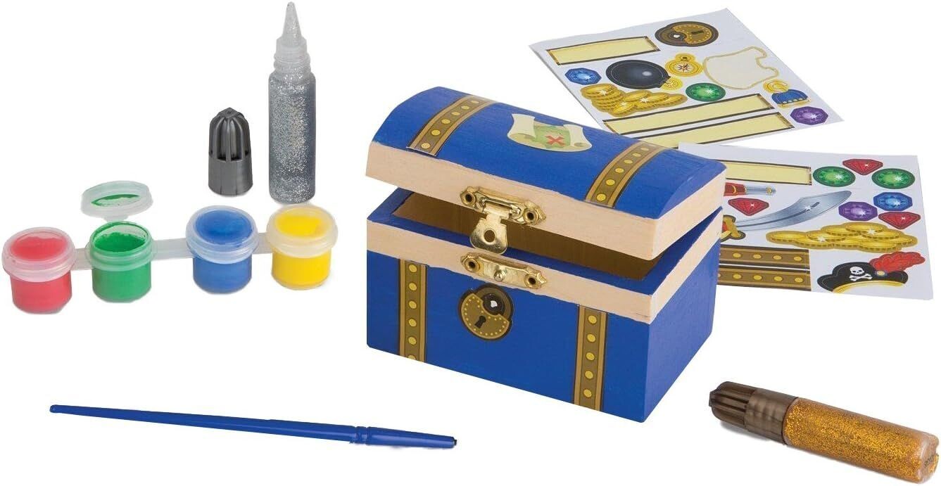 Piratenkiste aus Holz zum Selbermachen (27 Aufkleber), Bastelartikel, Melissa & Doug 18851