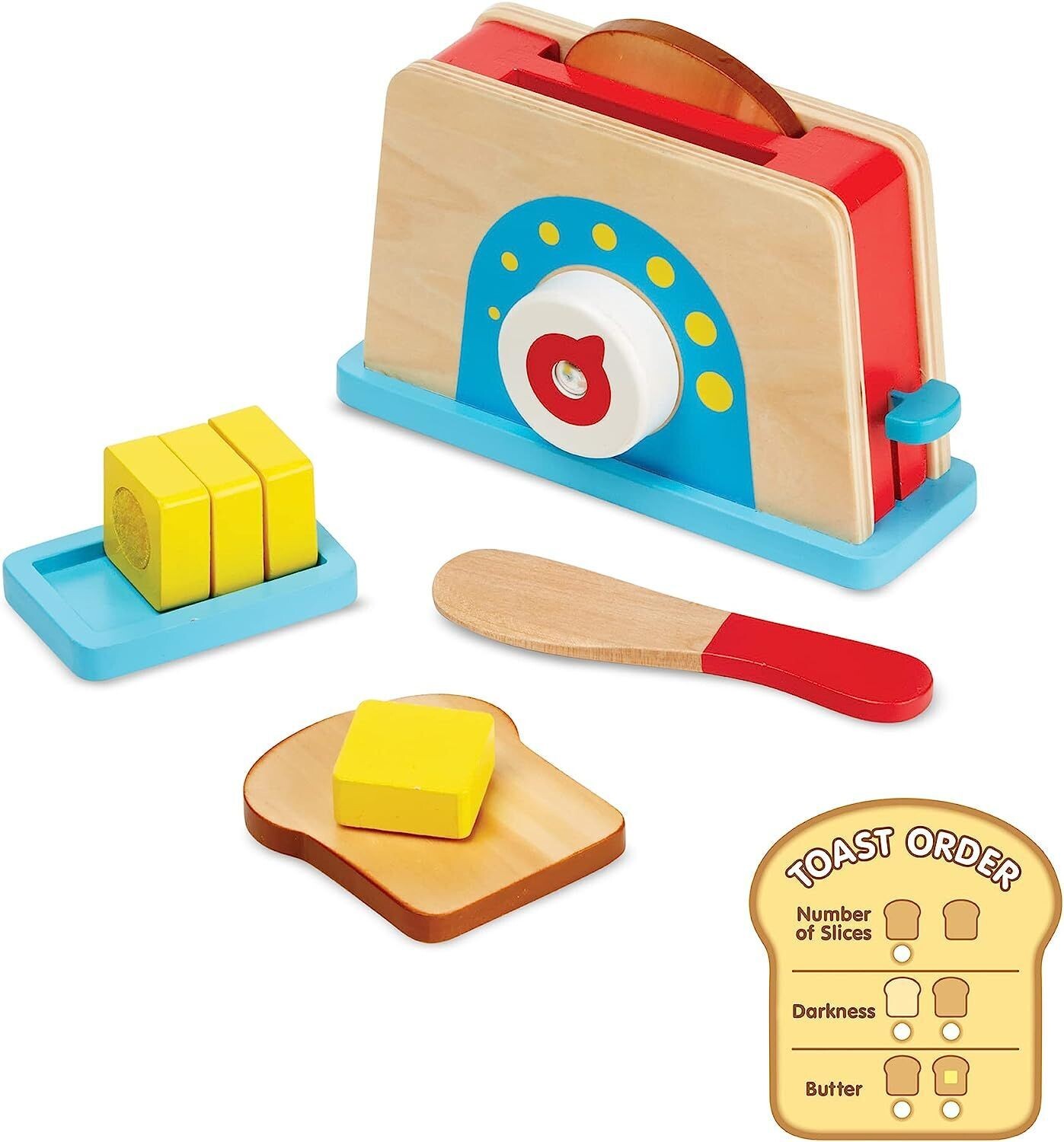 Melissa & Doug Spielwaren 19344 Toaster Set aus Holz - Kinderküchengeräte Küche Haushaltsgeräte