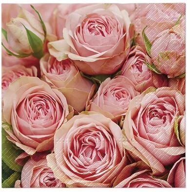 20 Servietten 33x33cm 3-lagig, Rosen Strauß- Lots of Roses, Party Geburtstag - Tischdeko - Motivservietten, 1 Packung