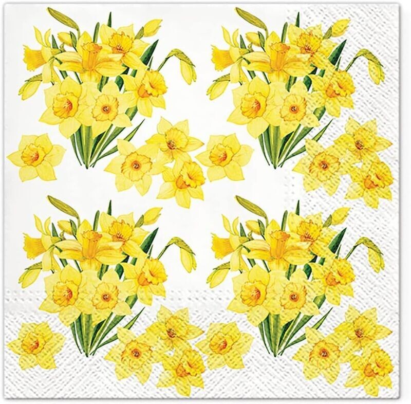Servietten 33x33cm 3-lagig, Narzissen Sträuße- Daffodills Bouquets, Party Geburtstag - Tischdeko - Motivservietten, 1 Packung Servietten 33x33cm 3-lagig, Narzissen Sträuße- Daffodills Bouquets, Party Geburtstag - Tischdeko - Motivservietten, 1 Packung