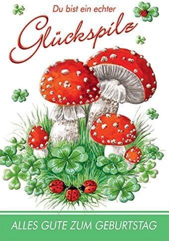 Glückspilz Glückwunschkarte - Kindergeburtstag - Grußkarten - hochwertig Karte mit Umschlag - Home Fashion