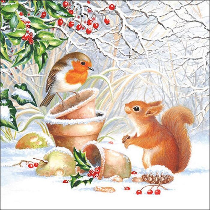 Servietten ca 33x33cm 3-lagig, Winter Bild FSC Mix - Winter picture - Party als Tischdeko - Decoupage - Serviettentechnik