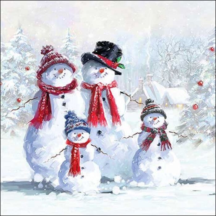 Servietten ca 33x33cm 3-lagig, Schneemannhut  FSC Mix - Snowman Hat