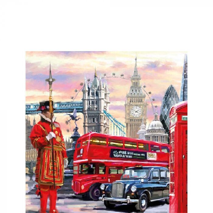 Servietten ca 25x25cm 3-lagig, Londoner Straße - FSC Mix  - London Street
