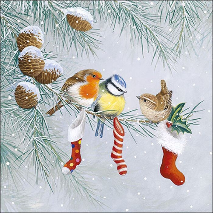 Servietten ca 33x33cm 3-lagig, Weihnachtssocken FSC Mix - Christmas socks - Party als Tischdeko - Decoupage - Serviettentechnik