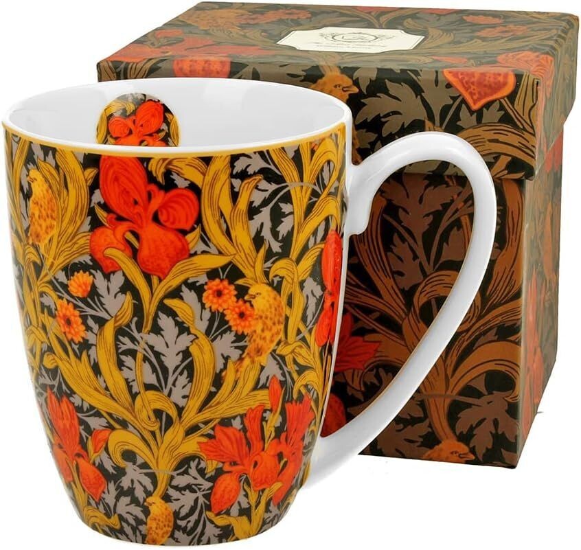 Becher PORZELLAN Tasse Teebecher DUO ORANGE IRISES MORRIS Porzellan im Geschenkbox, Kaffee- und Teebecher, 1 Stück
