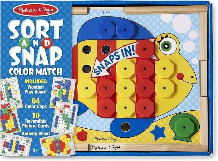 Melissa & Doug 14313 - Sort and Snap Colour Match, Farbsortierspiel Mit Schnappkappen , 1 Stück