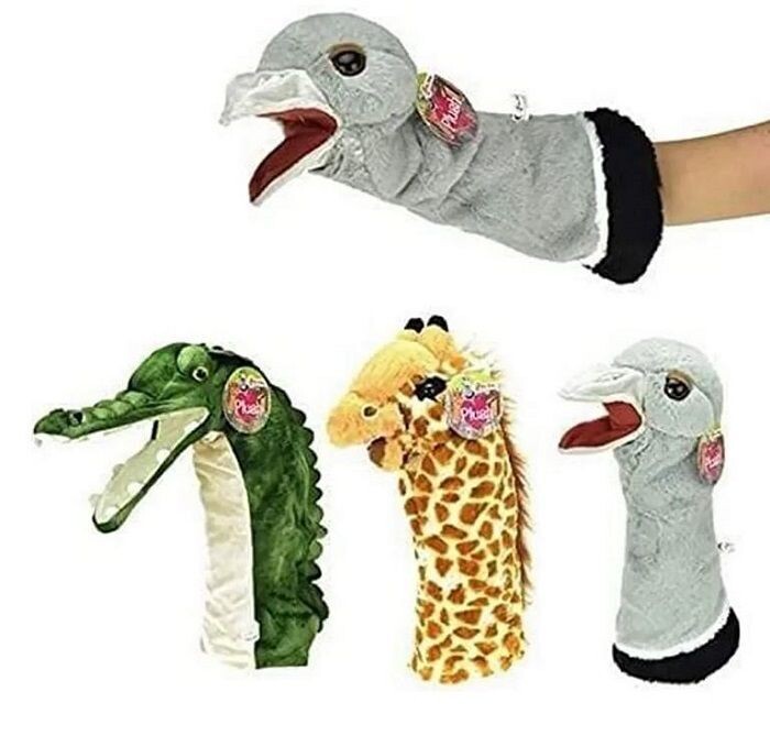 Plüsch Handpuppe Krokodil, Giraffe und Vogelstrauß Strauss , Stofftier -Tier- Handpuppen -Zoo- Afrika Motive , Puppen , 3 Stück Hand puppet