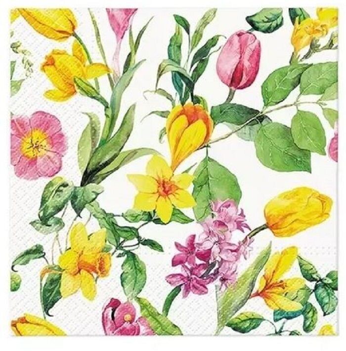 Servietten 33x33 cm, 3-lagig - Früher Frühling Blumen-Early Spring, Papierservietten