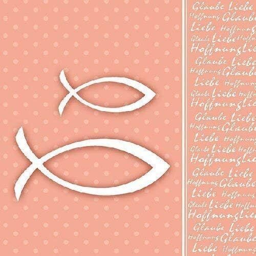 Servietten ca 33x33cm 3-lagig, Kommunion Fisch pfirsich - FSC Mix  - fish peach