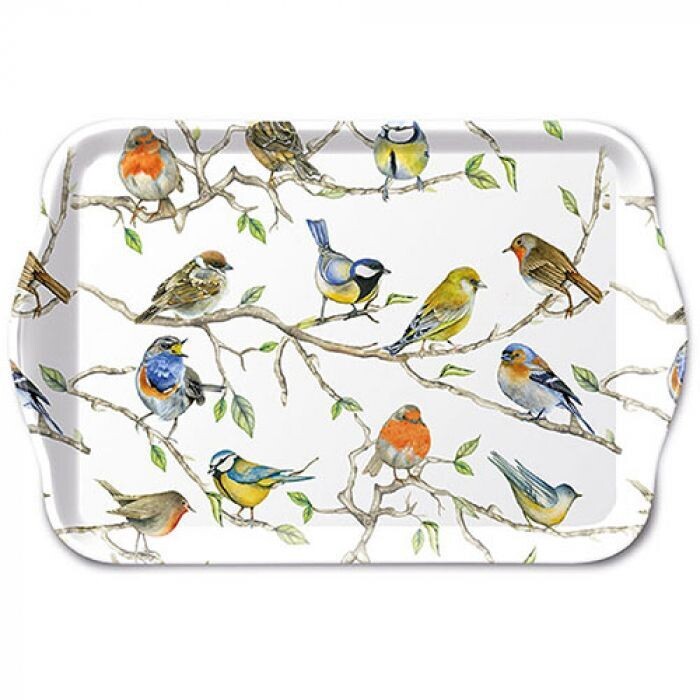 Tablett Melamin 13x21 cm Vögel, birds meeting