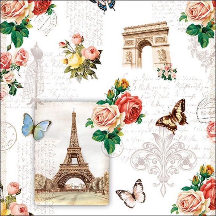 Servietten ca 33x33cm 3-lagig, Pariser Denkmäler - FSC Mix  - Paris Monuments - Party als Tischdeko